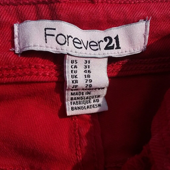 Forever 21 Denim - 😗3/$15item Forever 21 Red Denim Jeans, Sz. 31(14)